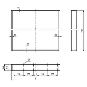 FRAME-bordben i stål 710x750mm, 2 stk.