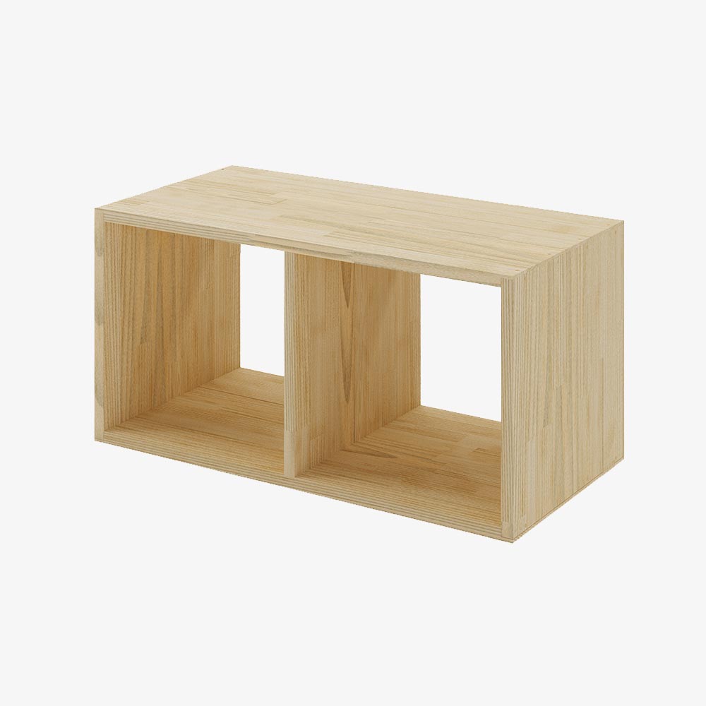 Reol i ask lys, 2 rum, 355x710x355mm