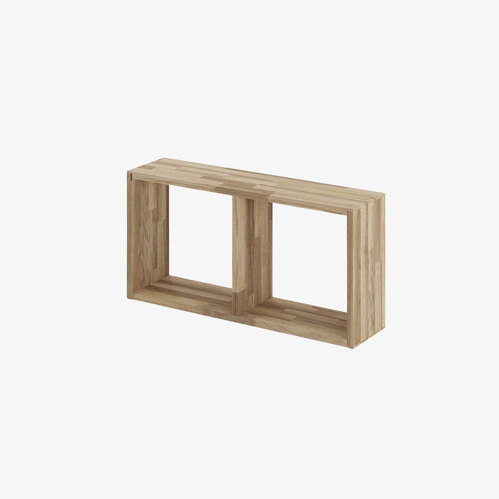 Reol i valnød, 2 rum, 355x710x177,5mm
